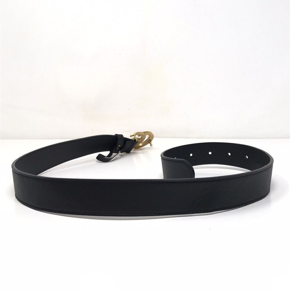 Gucci GG Marmont Thin Belt Black Leather Brass Double G Women Size 75/30 - Picture 5 of 14